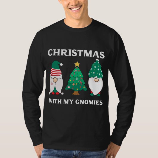 T-shirt Noël Avec Mes Gnomes Drôle Gnome Pun Xmas Gno (Devant)