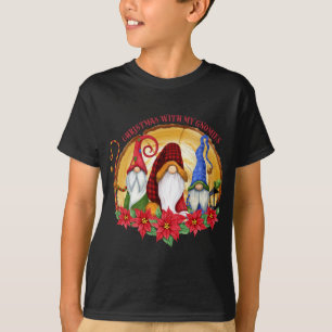T-shirt Noël Avec Mes Gnomies Trois Gnomes Avec Whimsi