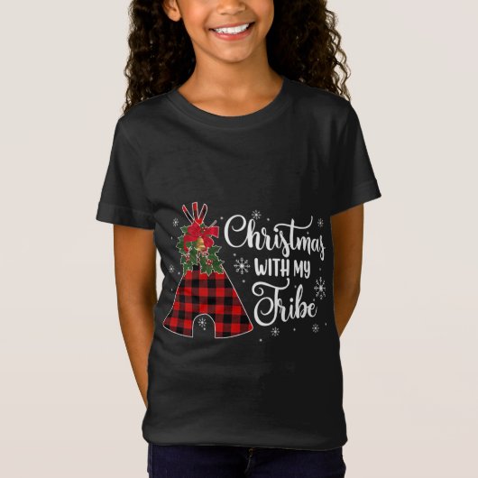 T-Shirt Noël Avec Mon Buffle de tribu Plaid Noël Xm (Devant)