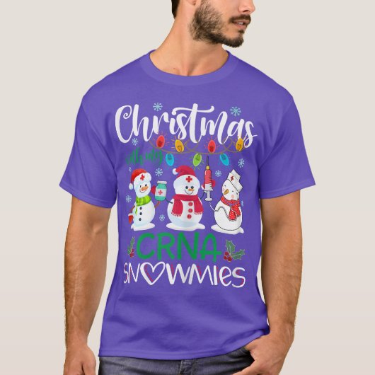 T-shirt Noël Avec Mon CRNA Snowmies Infirmière Steth (Devant)