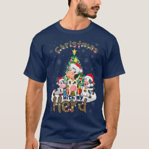 T-shirt Noël Avec Mon Herd Cow Cattle Farmer Funny Leo