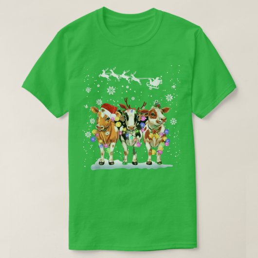 T-shirt Noël Avec Mon Herd Light Père Noël Vache Paysan Ne (Design devant)