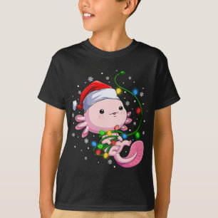 T-shirt Noël Axolotl Santa Chapeau éclaire Japonais mignon