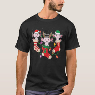 T-shirt Noël Axolotl Xmas Stockings Amoureux des animaux