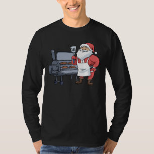 T-shirt Noël Barbecue Santa Claus Grill Smoker Steak