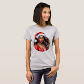 T-shirt Noël belle femme noire Santa Hat (Devant entier)