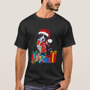 T-shirt Noël Bernese Mountain Dog Xmas Lumières Père Noël 