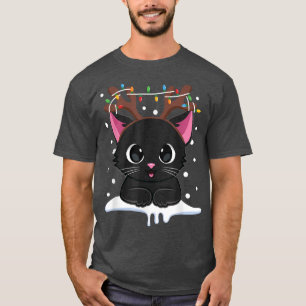T-shirt Noël Black Cat Reindee Antlers Catmas Femmes