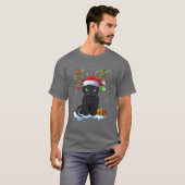 T-shirt Noël Black Cat Reindeer Antlers Funny Xmas Ca (Devant entier)