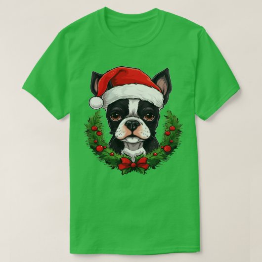 T-shirt Noël Boston Terrier (Design devant)