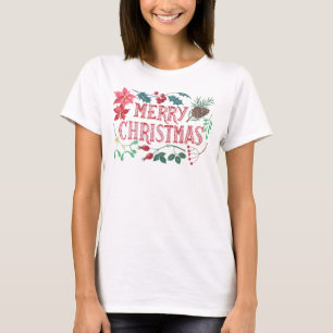 T-shirt Noël botanique traditionnel (blanc)