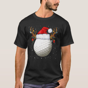 T-shirt Noël Boule de golf Santa Hat Reindeer Lumières de