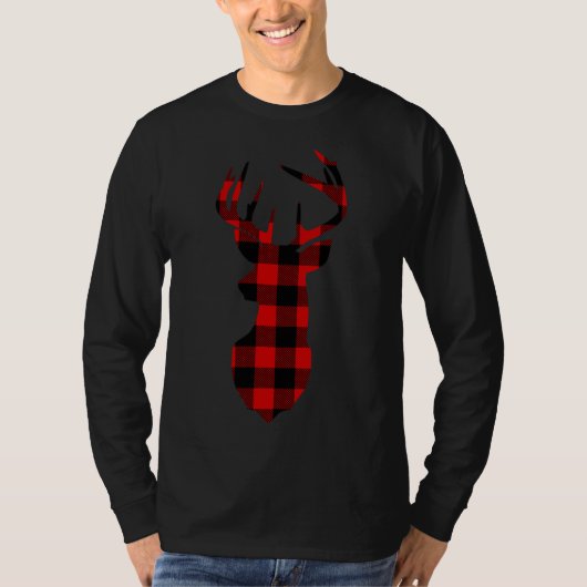T-shirt Noël Buffalo Plaid Reindeer Deer Head X mas G (Devant)