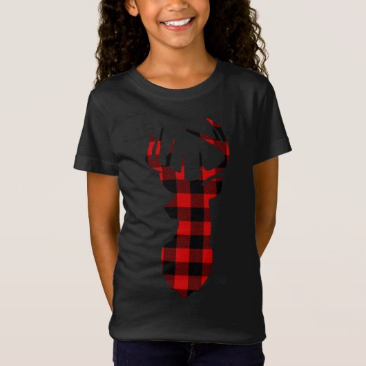 T-Shirt Noël Buffalo Plaid Reindeer Deer Head X mas G (Devant)