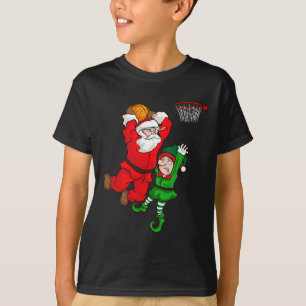 T-shirt Noël Bysketbyll Santa Claus Slam Dunk Elf Fun