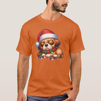 T-shirt Noël Casquette Noël Fairy Lights Puggle garçon