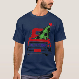 T-shirt Noël C'est la saison Plaid Tree et Truck Desi