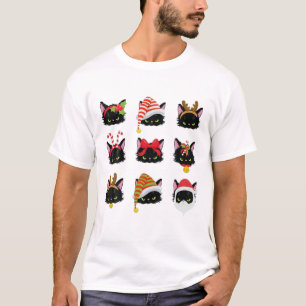T-shirt Noël Chat Noir Cute Amoureux des chats Noël