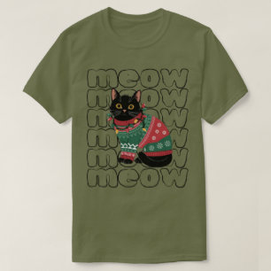 T-shirt Noël Chat Noir Drôle 