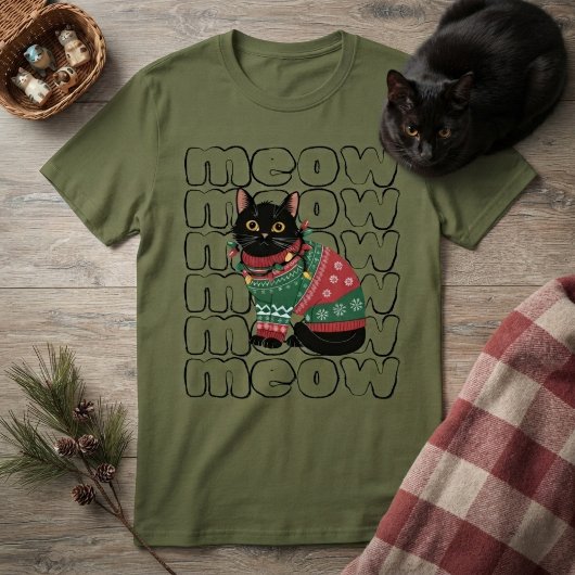 T-shirt Noël Chat Noir Drôle