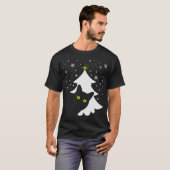 T-shirt Noël Chat noir Noël Arbre neige et étoiles (Devant entier)