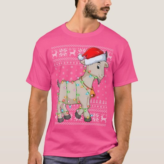 T-shirt Noël Chèvre de Noël Chèvre laide Éclairage Chèvre (Devant)