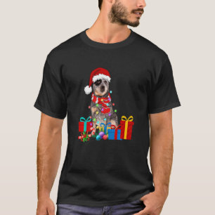 T-shirt Noël Chien de bétail australien Xmas Lumières Père
