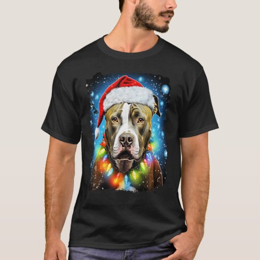 T-shirt Noël chien Pitbull (Devant)