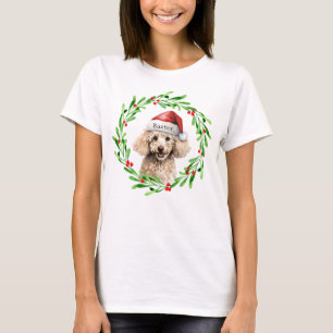 T-shirt Noël Chien Poodle Santa Hat Holiday