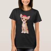 T-shirt Noël Chihuahua Chien Santa Hat Lumières Noël (Devant)
