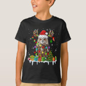 T-shirt Noël Chouette mignonne Lumières de Noël Reindeer P (Devant)