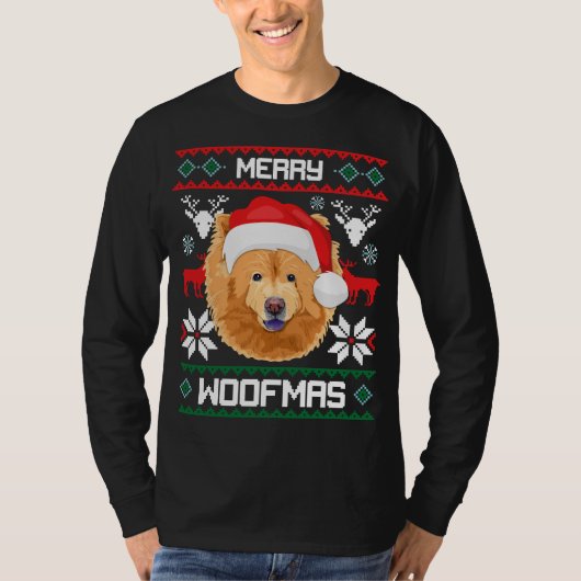 T-shirt Noël Chow Chow Joyeux Woofmas (Devant)