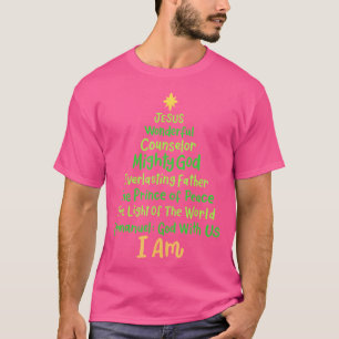 T-shirt Noël chrétien Jésus Bible Noms Noël Arbre Sh