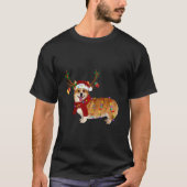 T-shirt Noël clair père Noël Corgi Reindeer (Devant)