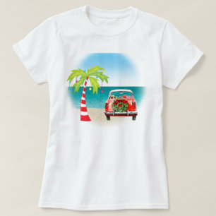 T-shirt Noël classique de voiture de plage tropicale