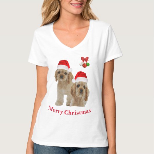T-shirt Noël cocker spaniel (Devant)