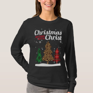 T-shirt Noël Commence Avec Christ Buffalo Plaid Jaguar