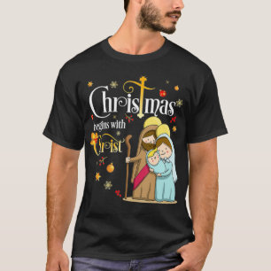 T-shirt Noël Commence Avec Christ Christian Jesus Vacances