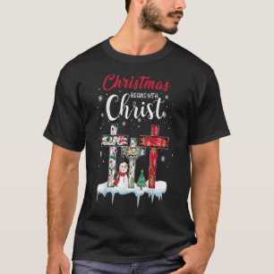 T-shirt Noël Commence Avec Christ Snowman Christian Cro