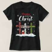 T-shirt Noël Commence Avec Christ Snowman Christian Cro (Design devant)