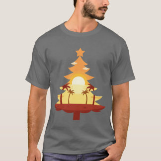 T-shirt Noël cool en juillet Christmasree Sunset amis