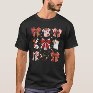 T-shirt Noël Coquette Bow RN Nurse Stethoscope Xmas N