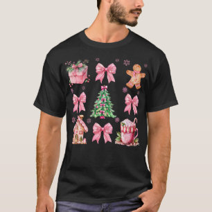 T-shirt Noël Coquette Bow Rose Gingerbread Xmas Filles