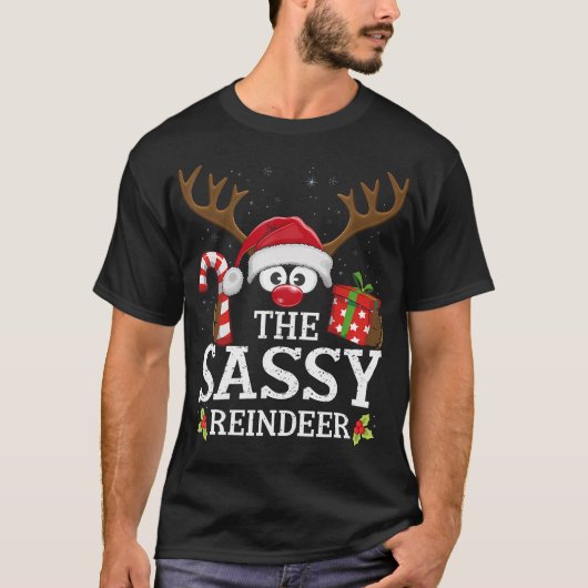 T-shirt Noël Correspondant À La Famille Sassy Reindeer (Devant)