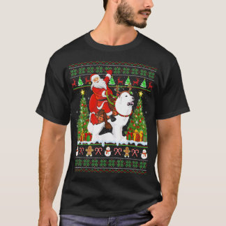 T-shirt Noël Correspondant Père Noël laid équitation Chien