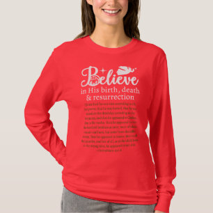 T-shirt Noël Croire Jésus Nativité Rouge Longues Manches