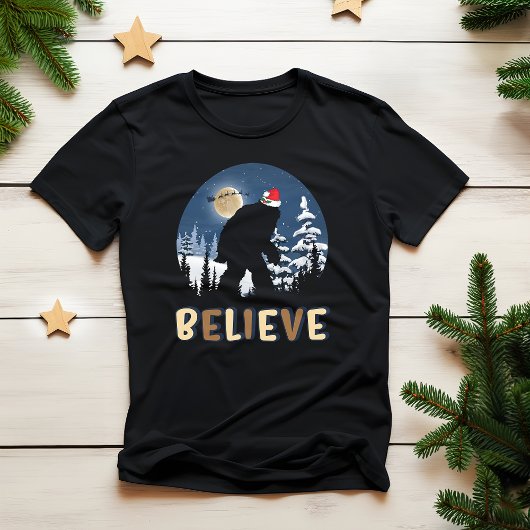 T-shirt Noël Croyez Funny Bigfoot Vilain Noël