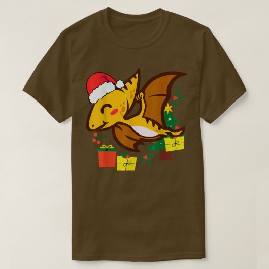 T-shirt Noël Cute Pterosaur Dinosaur Noël (Design devant)