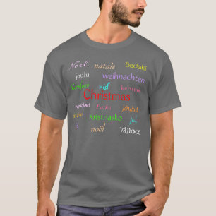 T-shirt Noël Dans Le Monde Gris Sombre Et Couleurs