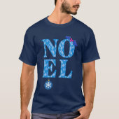 T-shirt NOEL dans un Motif d'arbre de Noël bleu (Devant)